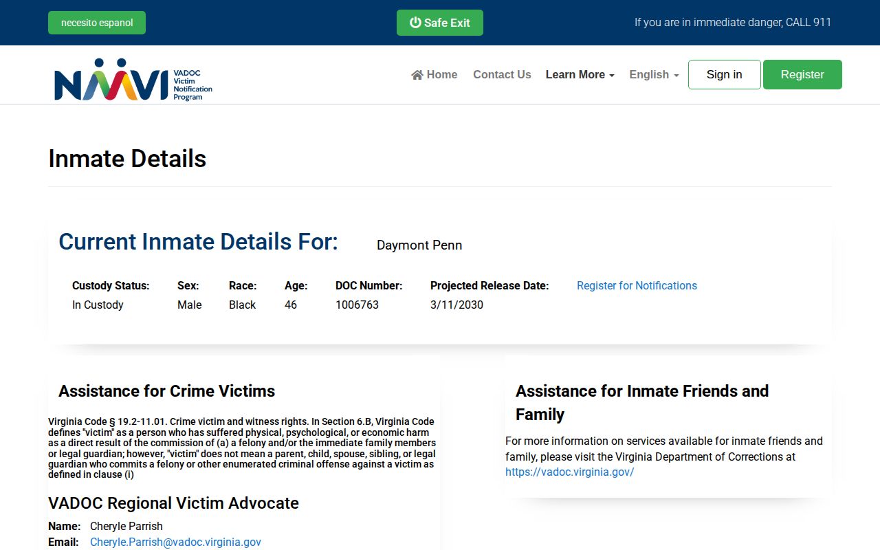 Gloucester County projected release date label in Virginia NAAVI