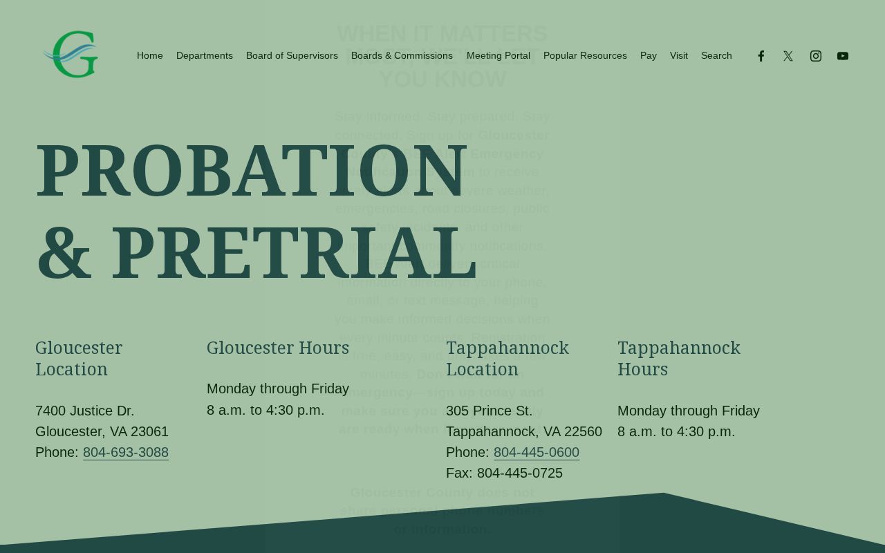 Gloucester County post-release supervision and pretrial services page